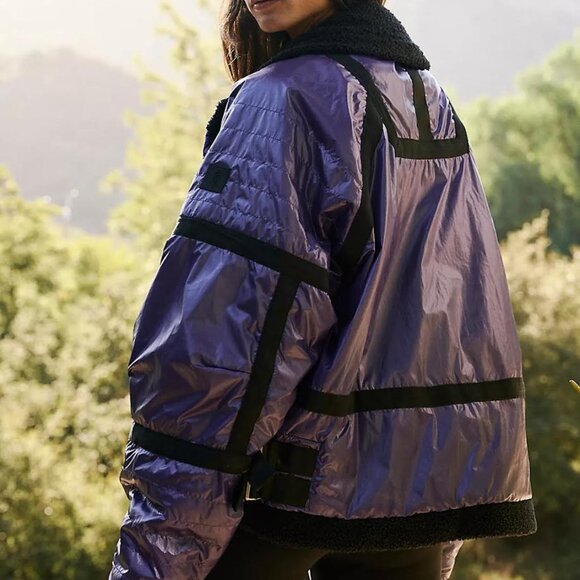 FREE PEOPLE MOVEMENT Vagabond Fleece Bomber jacket Sz M NEW - Picture 2 of 14